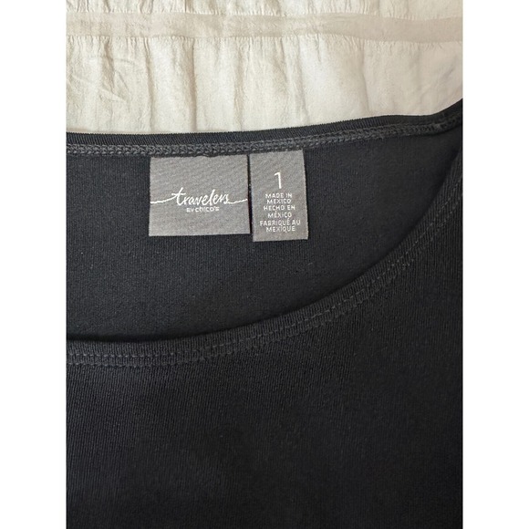 Chico's Travelers Tunic Top Long Sleeve Twist Front Chic Casual Black Size 8 (M) - Picture 3 of 7